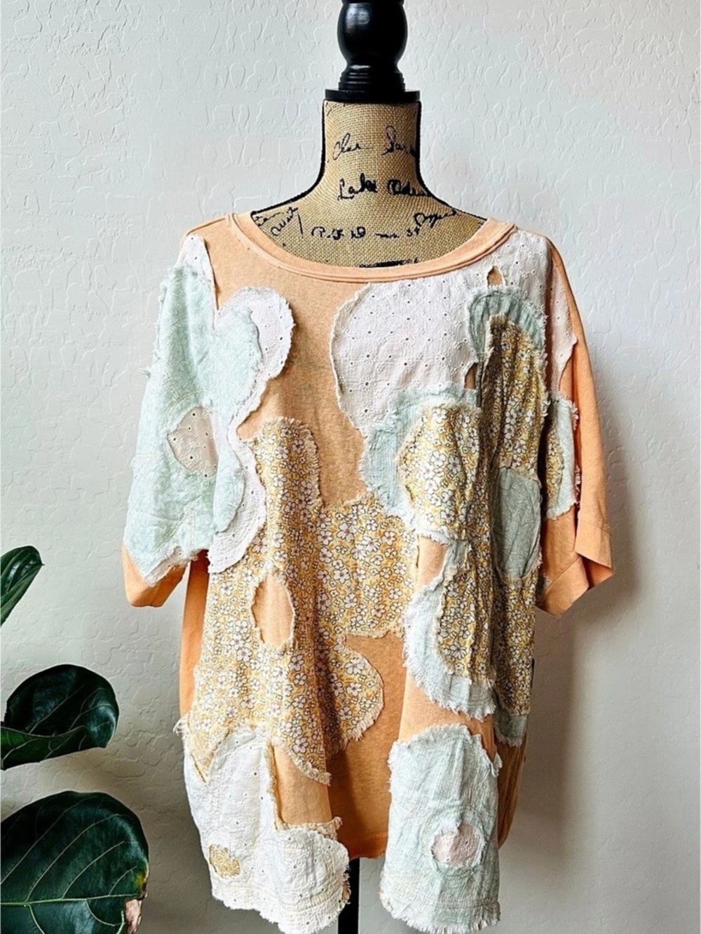 Ali Miles Floral Embellished Top Orange Size 1X NWT